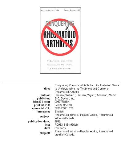 Conquering rheumatoid arthritis: an illustrated guide to understanding the treatment and control of rheumatoid arthritis