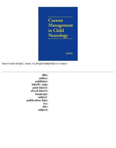 Current management in child neurology