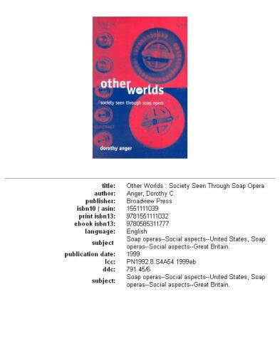 Other worlds: society seen through soap opera