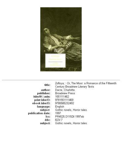 Zofloya; or, The Moor: a romance of the fifteenth century