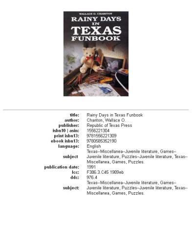 Rainy Days in Texas Funbook