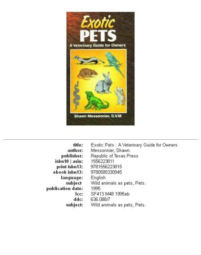 Exotic pets: a veterinary guide for owners