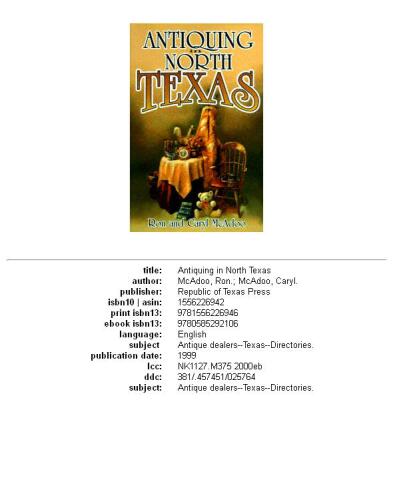 Antiquing in North Texas: A Guide to Antique Shops, Malls, and Flea Markets