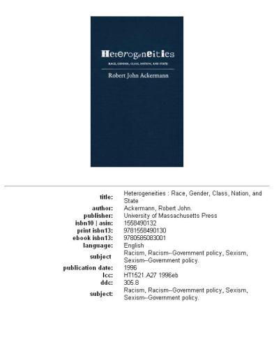 Heterogeneities: race, gender, class, nation, and state