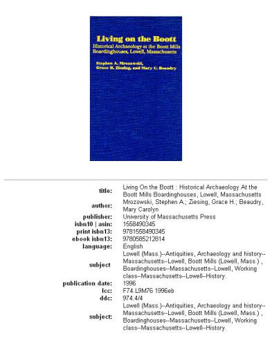 Living on the Boott: historical archaeology at the Boott Mills Boardinghouses, Lowell, Massachusetts