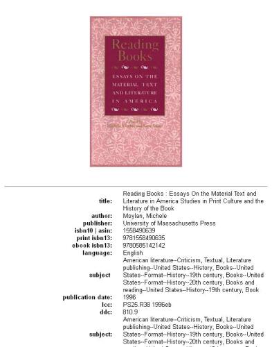 Reading books: essays on the material text and literature in America