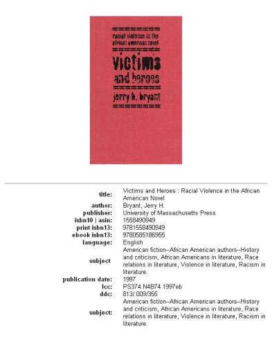 Victims and heroes: racial violence in the African American novel