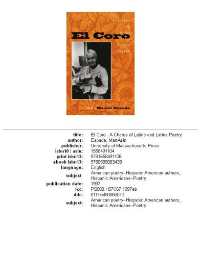 El Coro: a chorus of Latino and Latina poetry