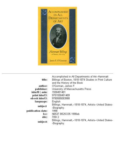 Accomplished in all departments of art--Hammatt Billings of Boston, 1818-1874