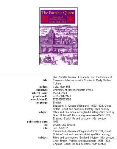 The portable queen: Elizabeth I and the politics of ceremony