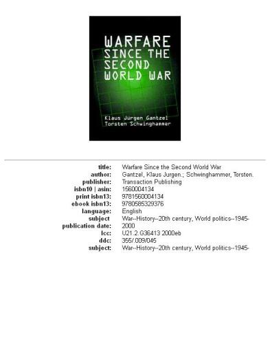 Warfare since the Second World War