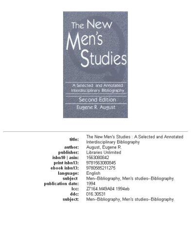 The new men's studies: a selected and annotated interdisciplinary bibliography