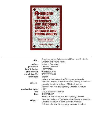 American Indian reference and resource books for children and young adults