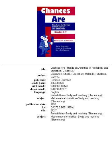 Chances are: hands-on activities in probability and statistics, grades 3-7