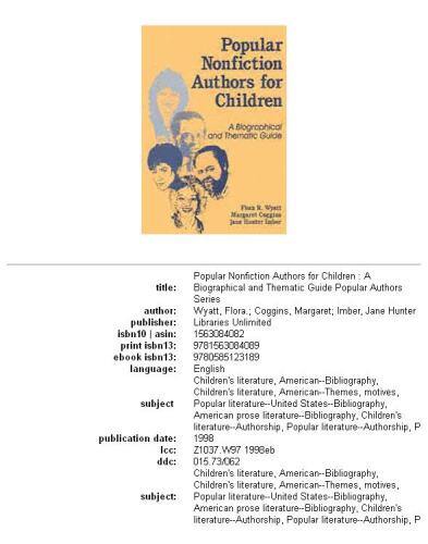 Popular nonfiction authors for children: a biographical and thematic guide