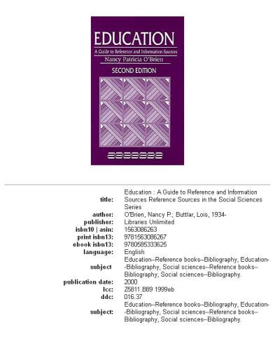 Education: a guide to reference and information sources