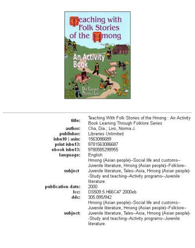 Teaching with folk stories of the Hmong: an activity book