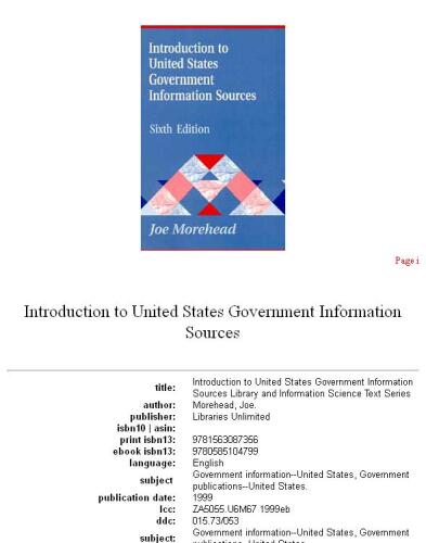 Introduction to United States government information sources