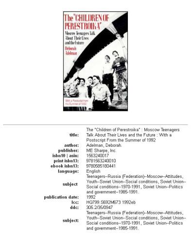 The 'Children of Perestroika': Moscow Teenagers Talk About Their Lives and the Future