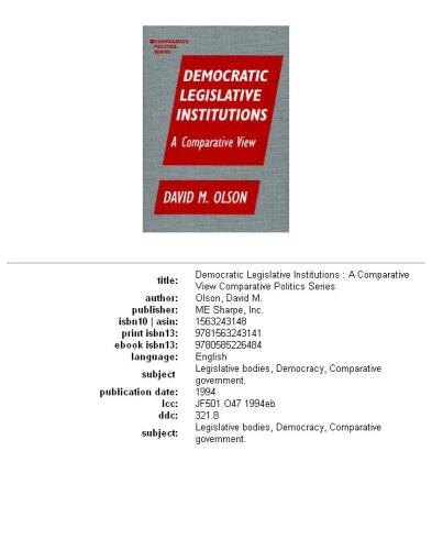 Democratic legislative institutions: a comparative view