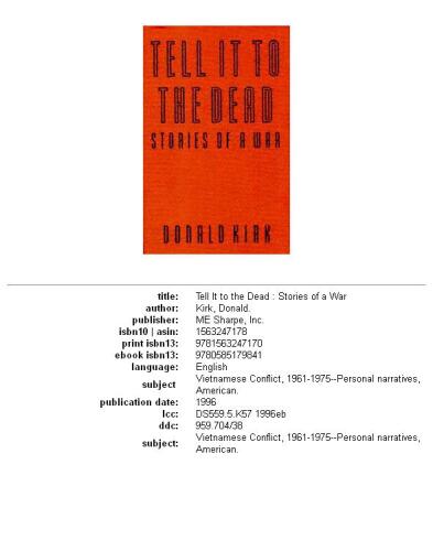 Tell it to the dead: stories of a war