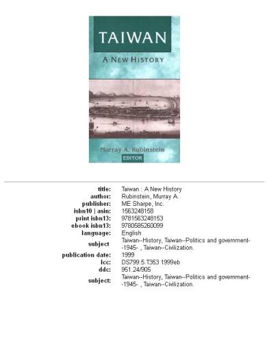 Taiwan: a New history