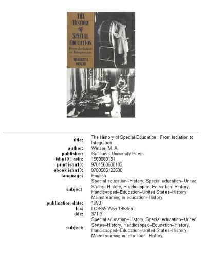 The history of special education: from isolation to integration