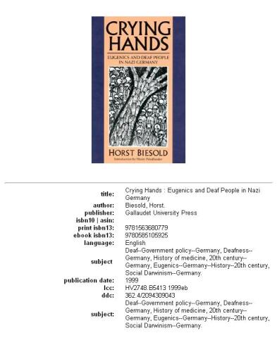 Crying hands: eugenics and deaf people in Nazi Germany