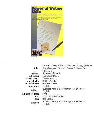 Powerful writing skills: a quick and handy guide for any manager or business owner
