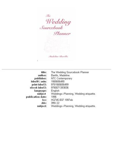The Wedding Sourcebook Planner