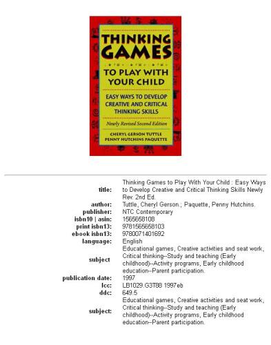 Thinking games to play with your child: easy ways to develop creative and critical thinking skills