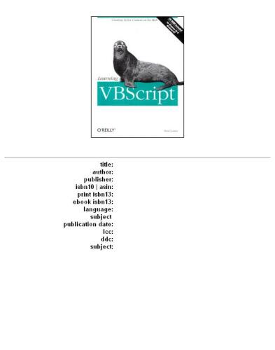 Learning VBScript, Volume 1