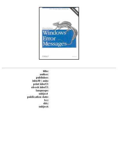 Developing Windows error messages