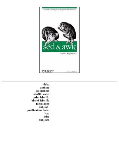 Sed & awk pocket reference