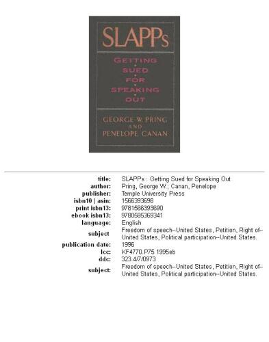 SLAPPs: getting sued for speaking out