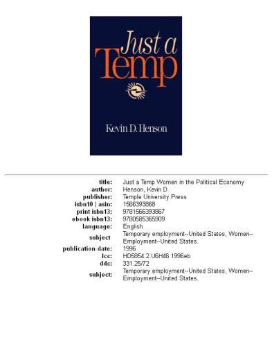 Just a Temp. Women in the Political Economy