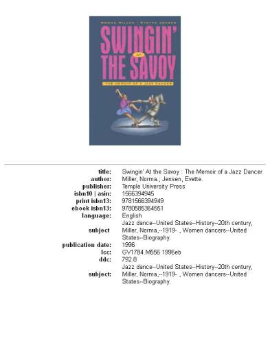 Swingin' at the Savoy: the memoir of a jazz dancer