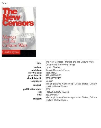 The new censors: movies and the culture wars