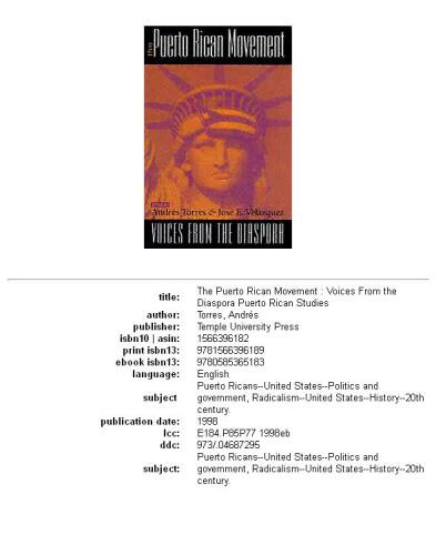 The Puerto Rican movement: voices from the diaspora