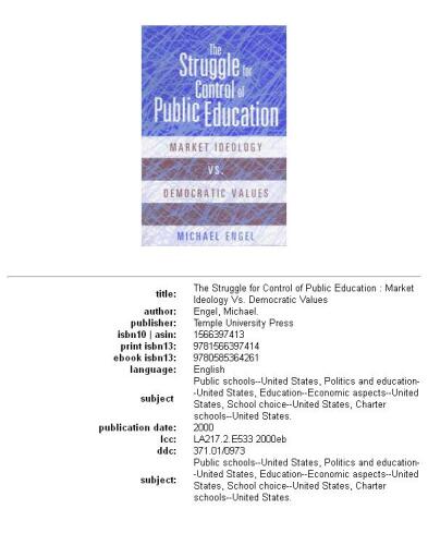 The struggle for control of public education: market ideology vs. democratic values