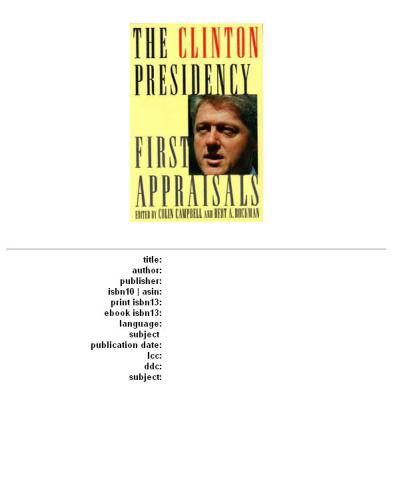 The Clinton presidency: first appraisals