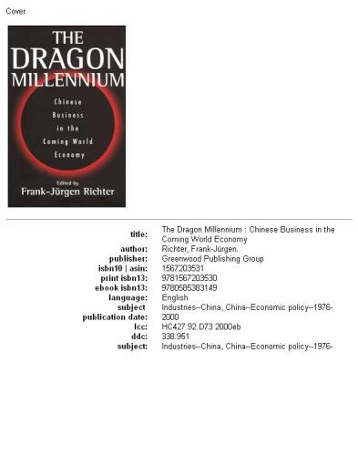 The dragon millennium: Chinese business in the coming world economy