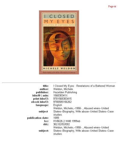 I closed my eyes: revelations of a battered woman