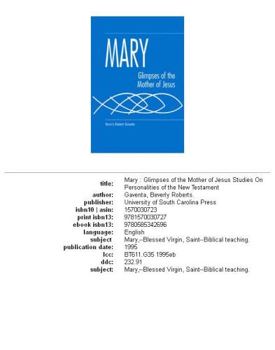 Mary: glimpses of the mother of Jesus