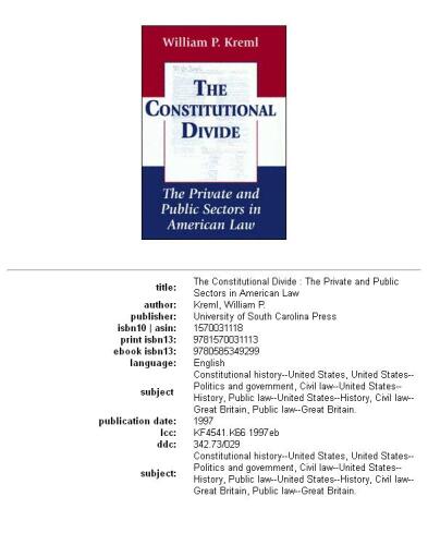 The constitutional divide: the private and public sectors in American law