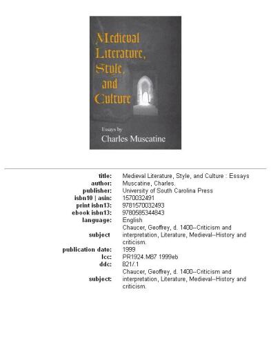 Medieval literature, style, and culture: essays