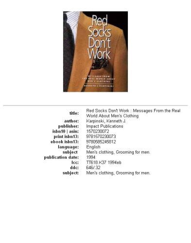 Red socks don't work: messages from the real world about men's clothing