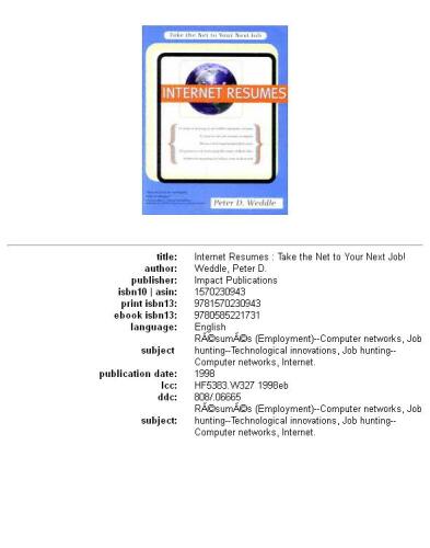 Internet resumes: take the net to your next job!