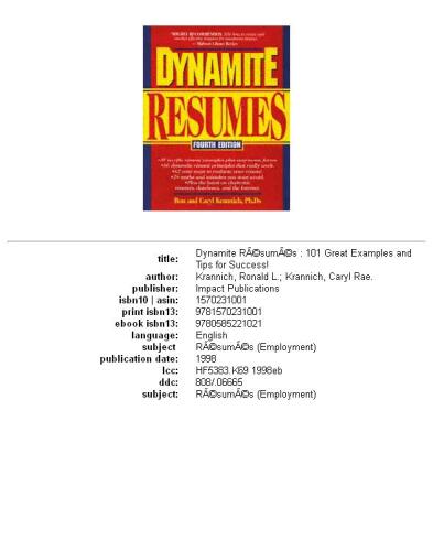 Dynamite résumés: 101 great examples and tips for success