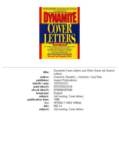 Dynamite cover letters and other great job search letters